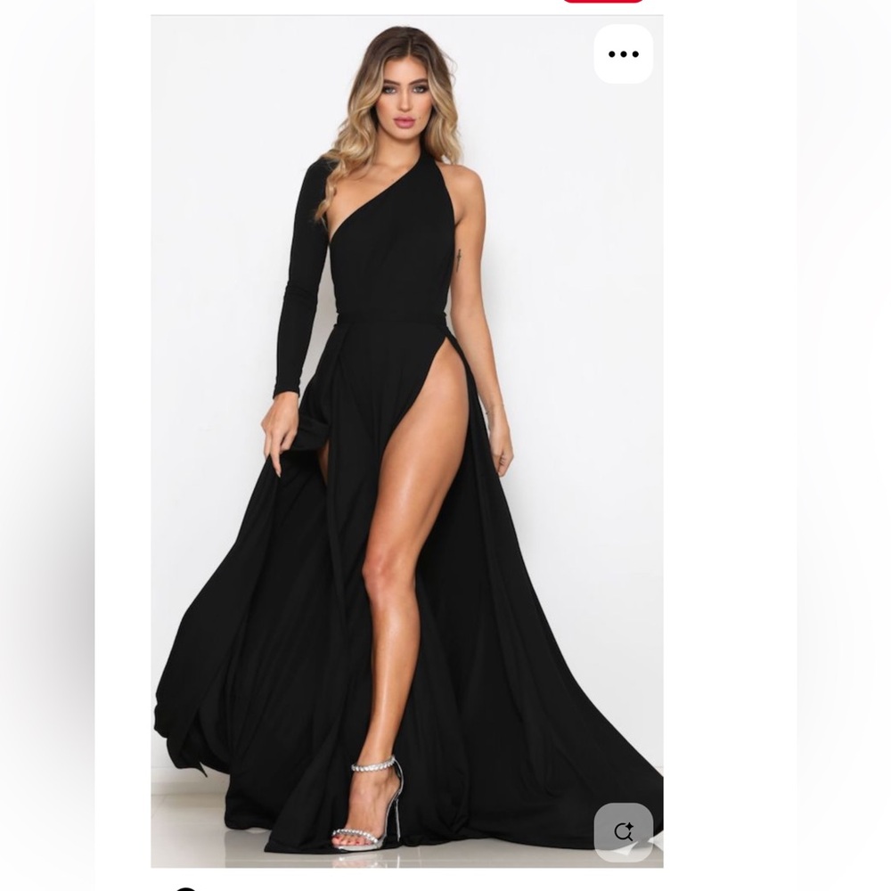 Abyss By Abby Elegant Black One-Shoulder Gown